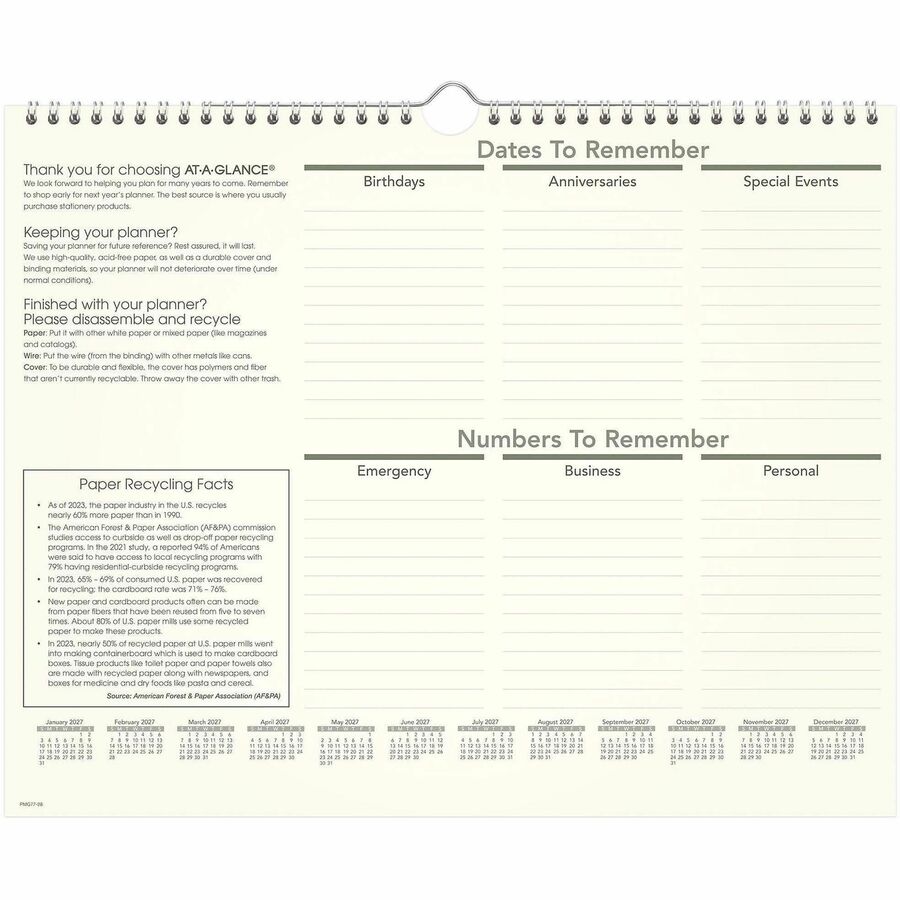 At-A-Glance Recycled Wall Calendar