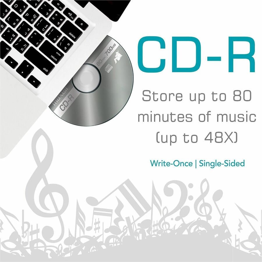 Maxell CD-R700 CD Recordable Media - CD-R - 48x - 700 MB - 25 / Pack - Light Green