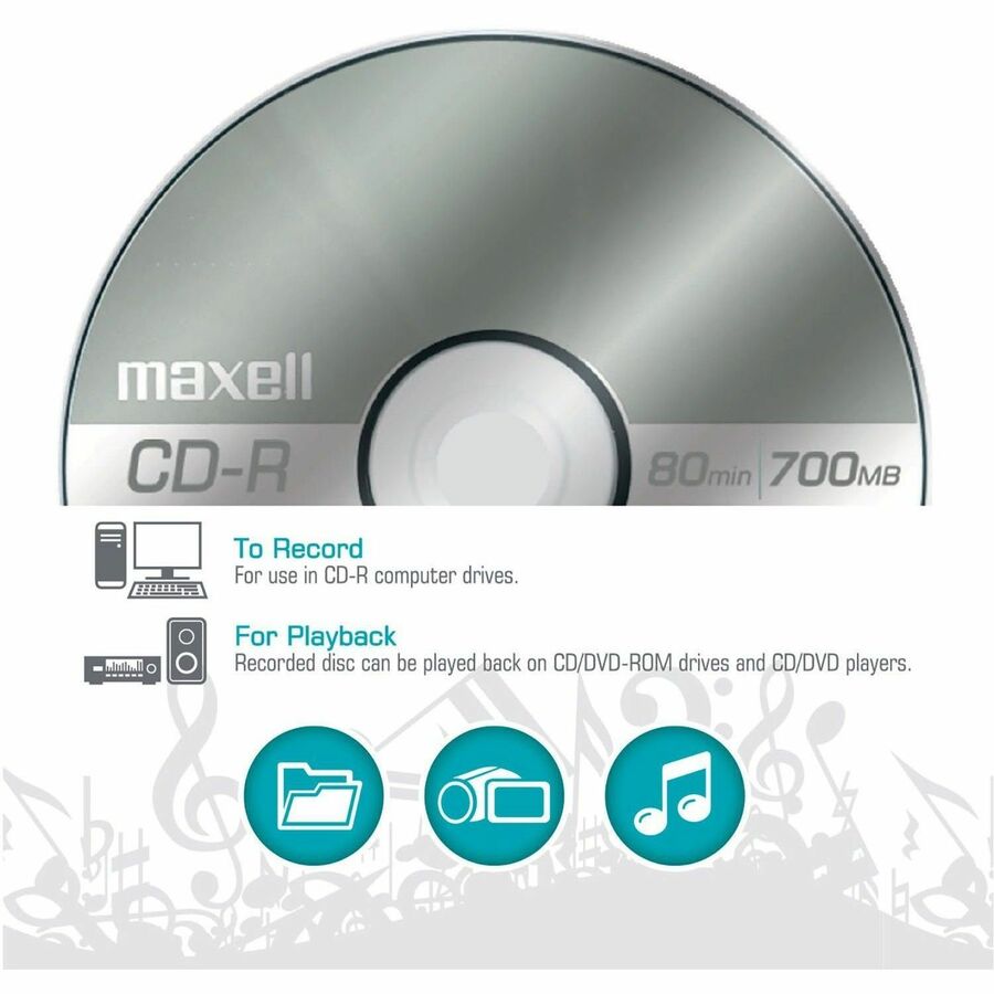 Maxell CD-R700 CD Recordable Media - CD-R - 48x - 700 MB - 25 / Pack - Light Green