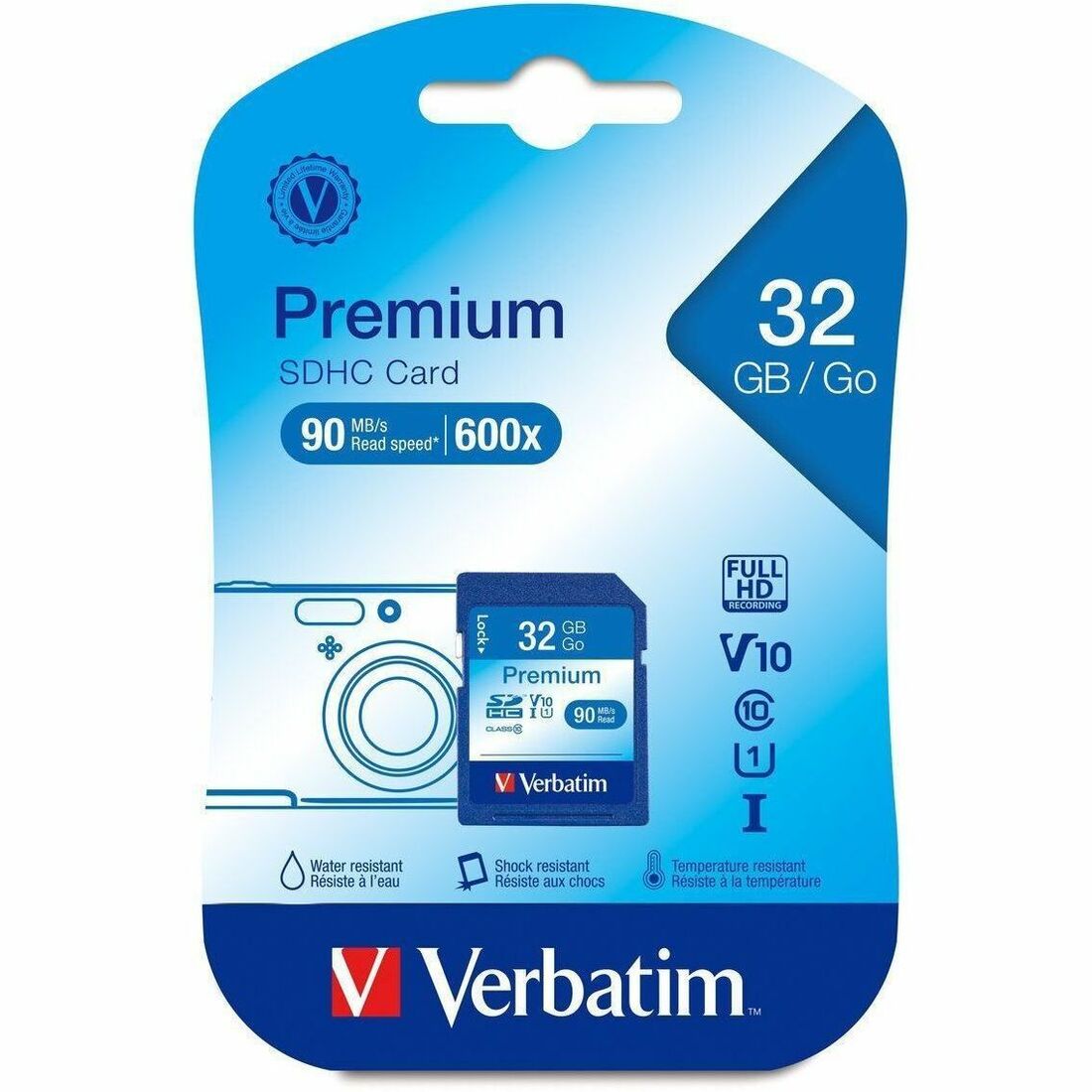 Verbatim Premium 32 GB Class 10/UHS-I (U1) SDHC - 1 Each - TAA Compliant
