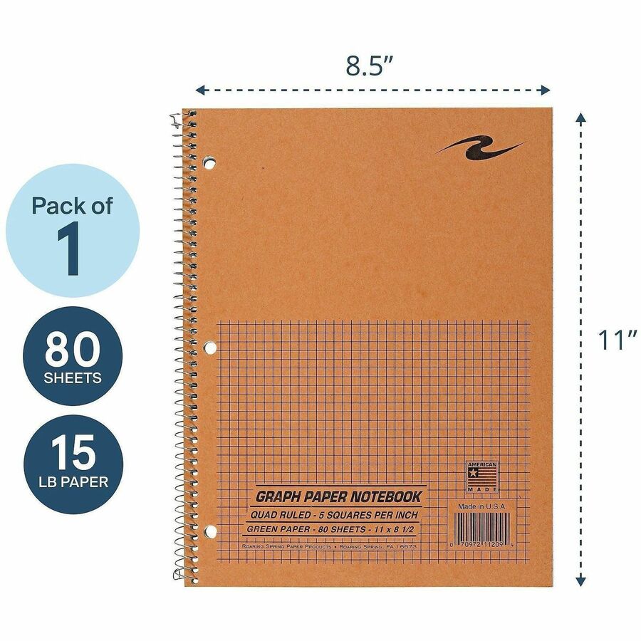 Roaring Spring 5x5 Graph Ruled Spiral Lab Notebook