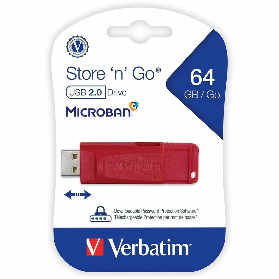 Verbatim 64GB Store 'n' Go USB Flash Drive - Red