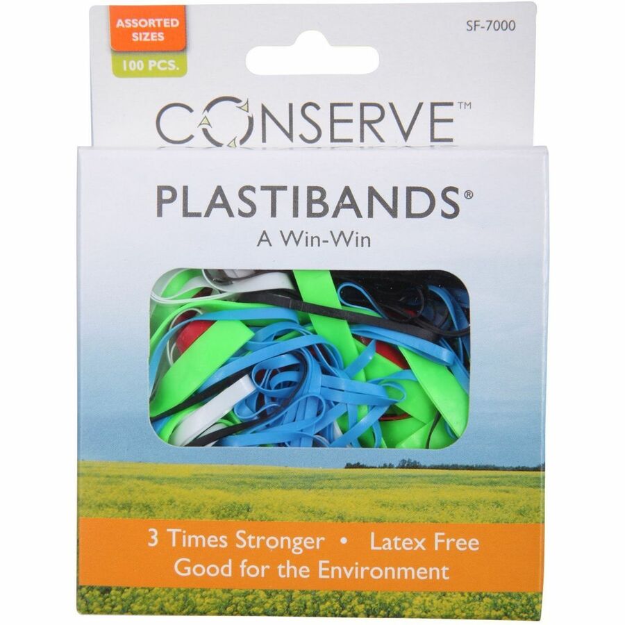 Conserve PlastiBands ASSORTED Sizes 100 Pack ASSORTED Colors