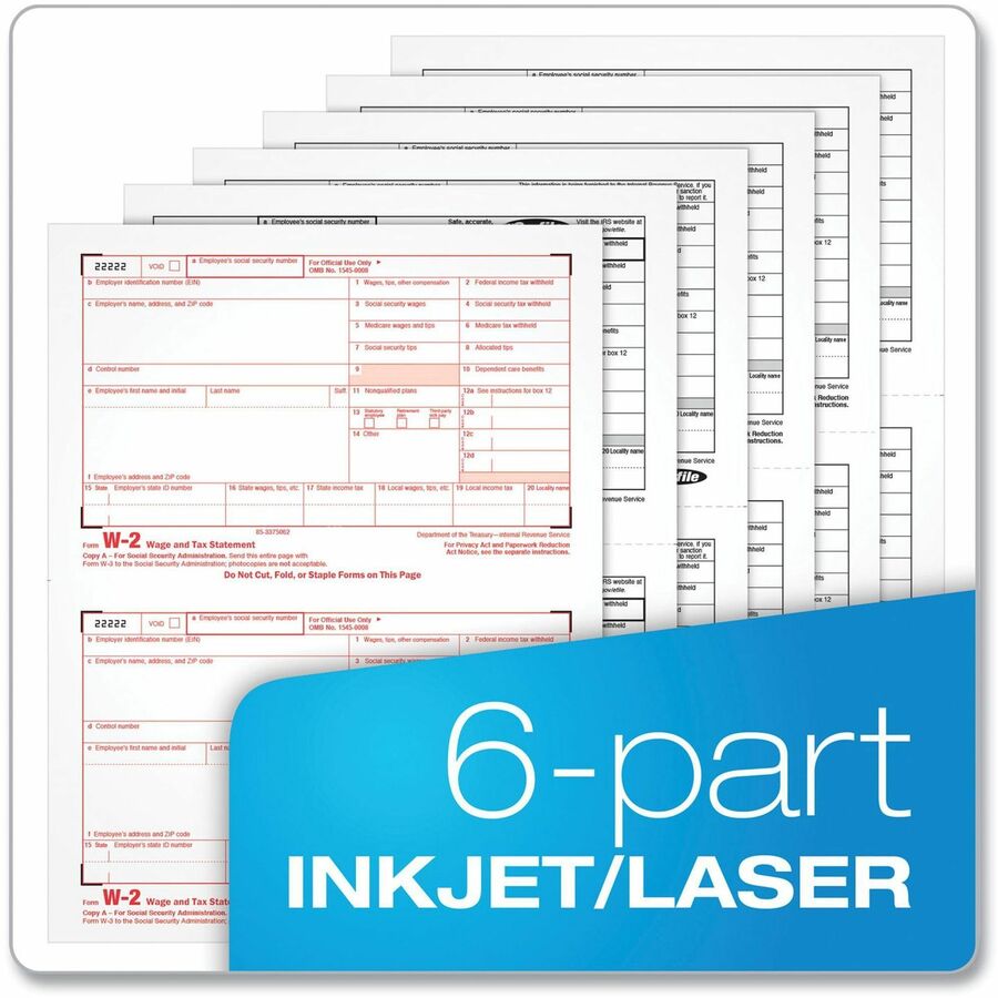 TOPS W2 Laser Forms 6-part Tax Kit