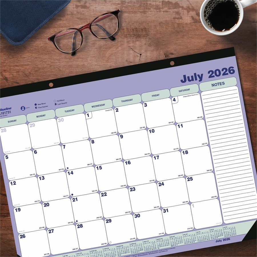 Blueline 13-Month Monthly Academic Desk Pad/Calendar