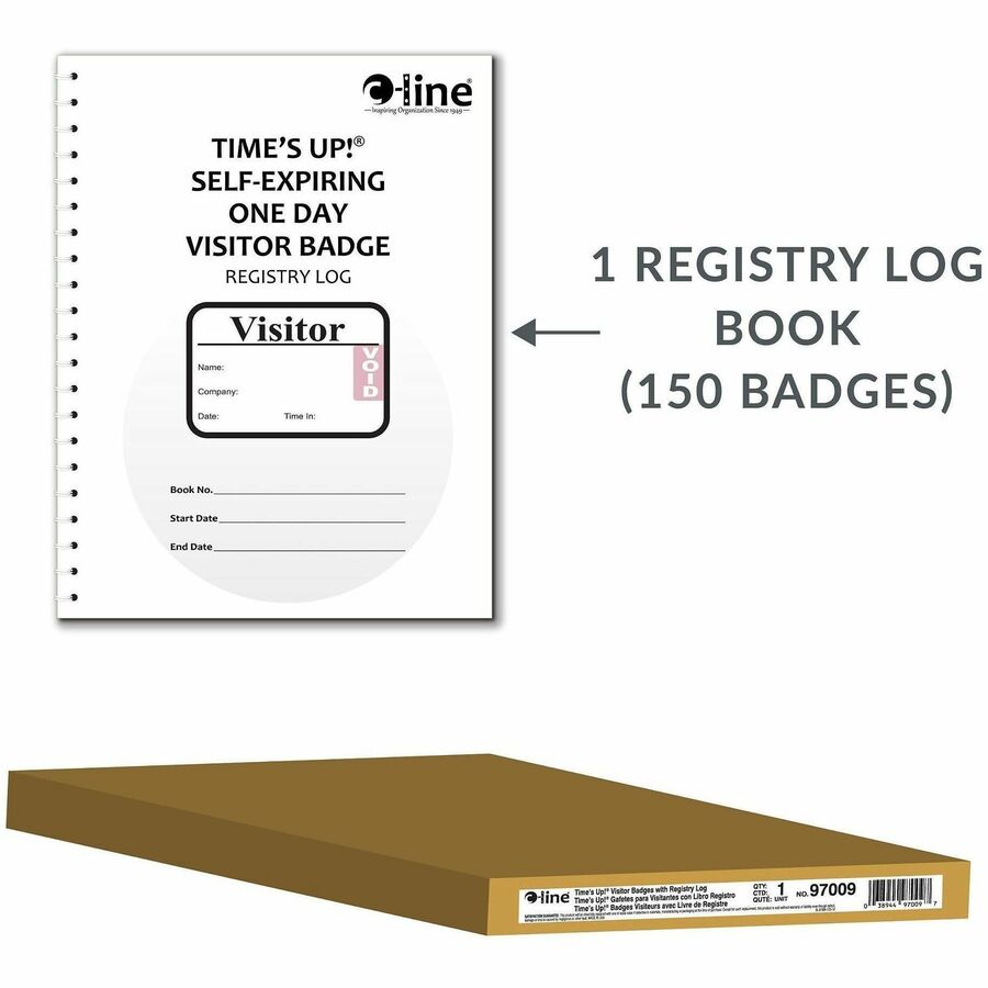 C-Line Time's Up! Visitor Badges Registry Log Book