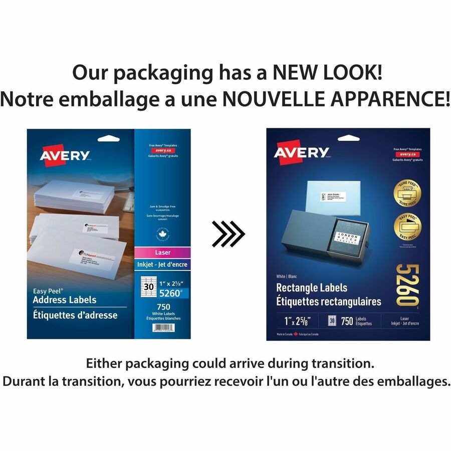 Avery® White Rectangle Labels with Sure Feed Technology