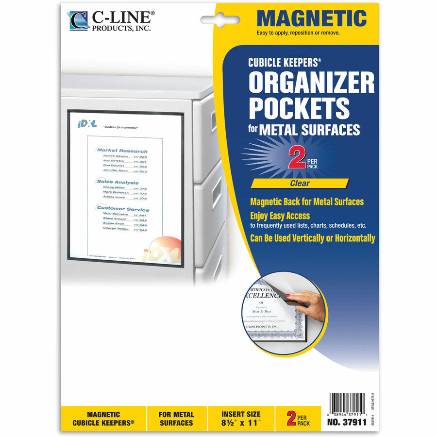C-Line 8-1/2"x11" Magnetic Cubicle Keepers Pockets