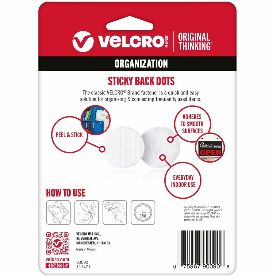 VELCRO® Sticky Back 5/8in Circles White 75 Ct