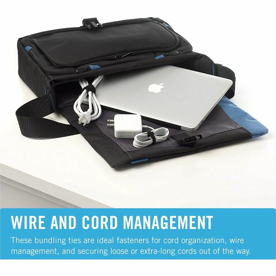 VELCRO® ONE-WRAP Thin Ties 8in x 1/2in Ties Gray & Black 50 ct