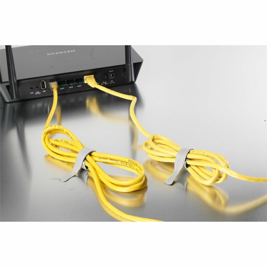 VELCRO® ONE-WRAP Thin Ties 8in x 1/2in Ties Gray & Black 50 ct