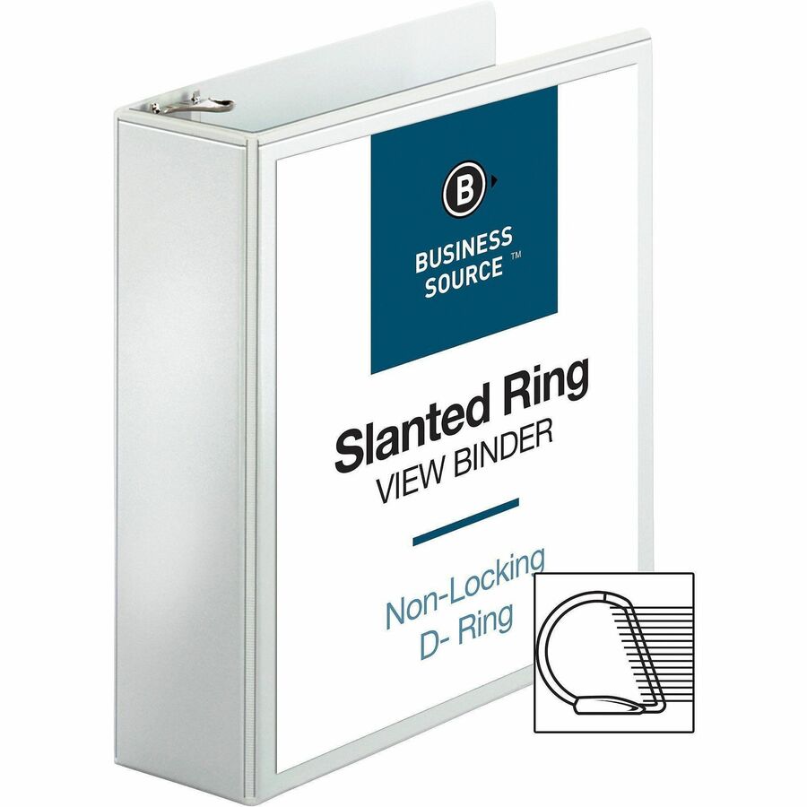 Business Source Basic D-Ring White View Binders