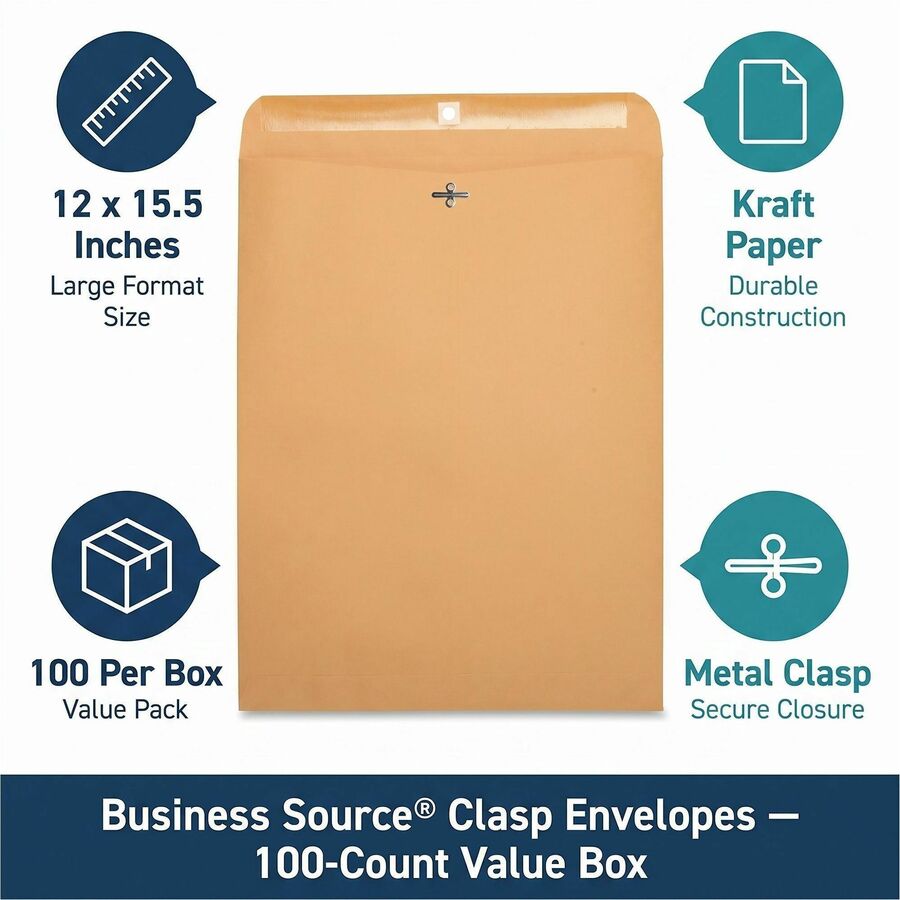 Business Source Heavy-duty Clasp Envelopes