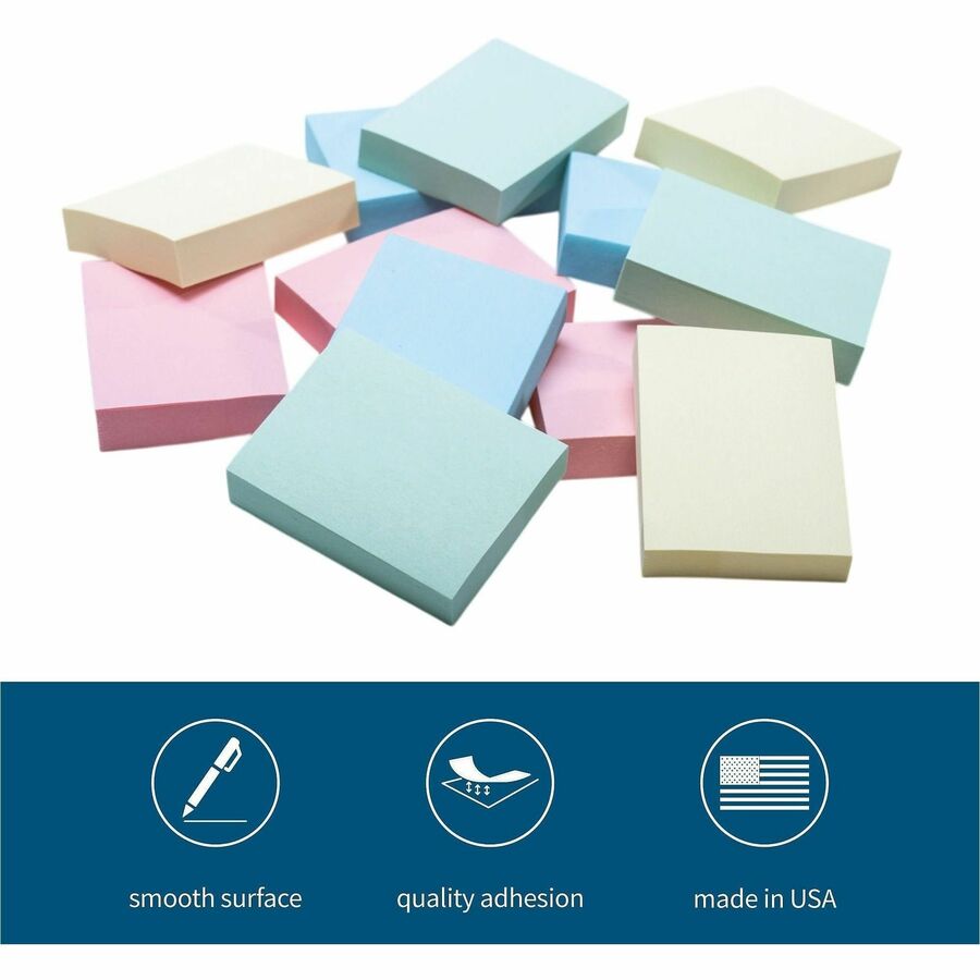 Business Source Premium Plain Pastel Adhesive Notes