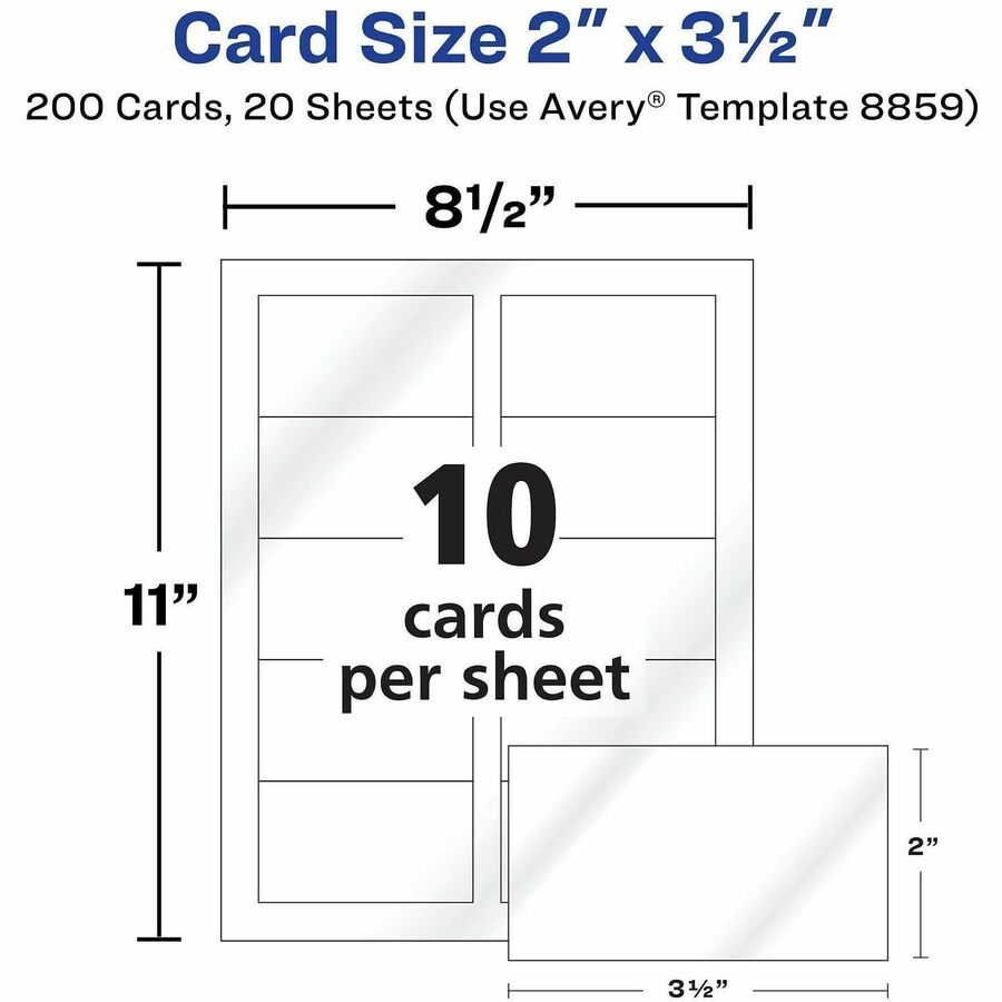 Avery® Clean Edge Business Cards, 2" x 3.5" , Glossy, 200 (08859)