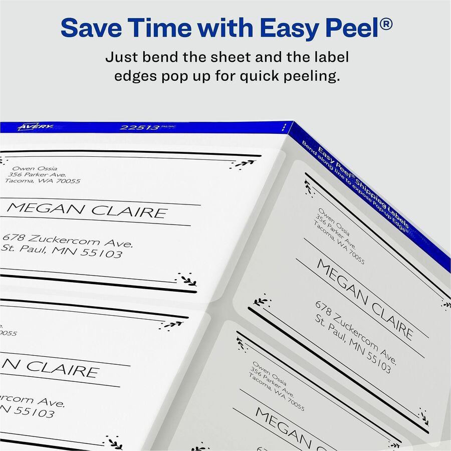 Avery® Clear Shipping Labels, Sure Feed, 3-1/3" x 4" , 60 Labels (18664)