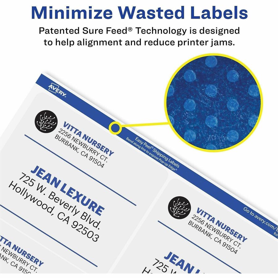 Avery® Clear Shipping Labels, Sure Feed, 3-1/3" x 4" , 60 Labels (18664)