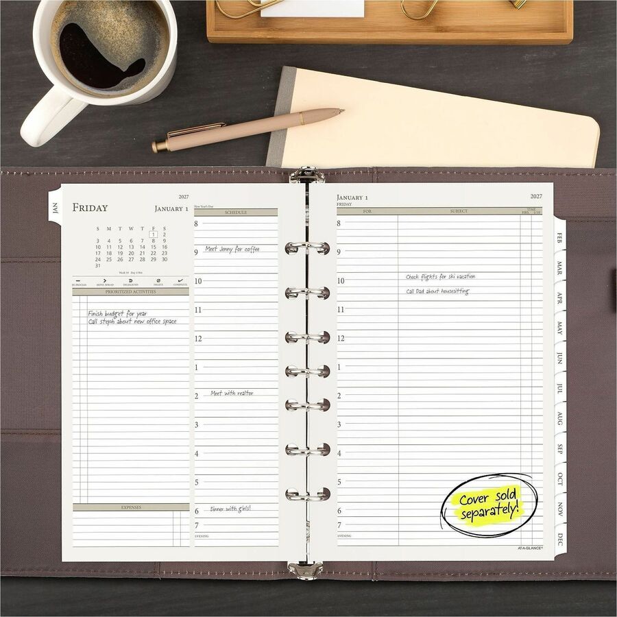 At-A-Glance Daily Monthly Planner Two Page Per Day Refill, Loose-Leaf, Desk Size