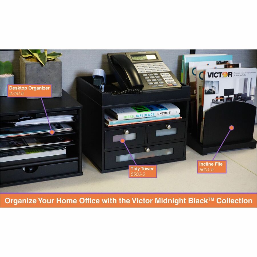 Victor Midnight Black Collection Incline File Sorter