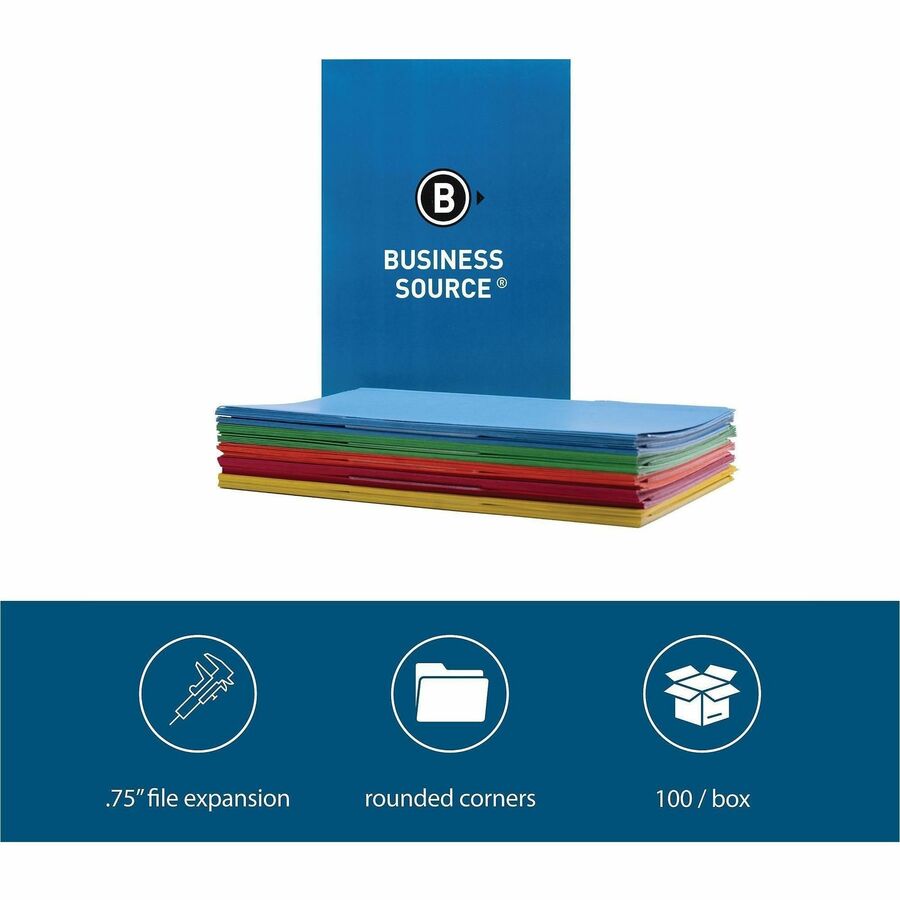 Business Source 1/3 Tab Cut Legal Recycled Top Tab File Folder