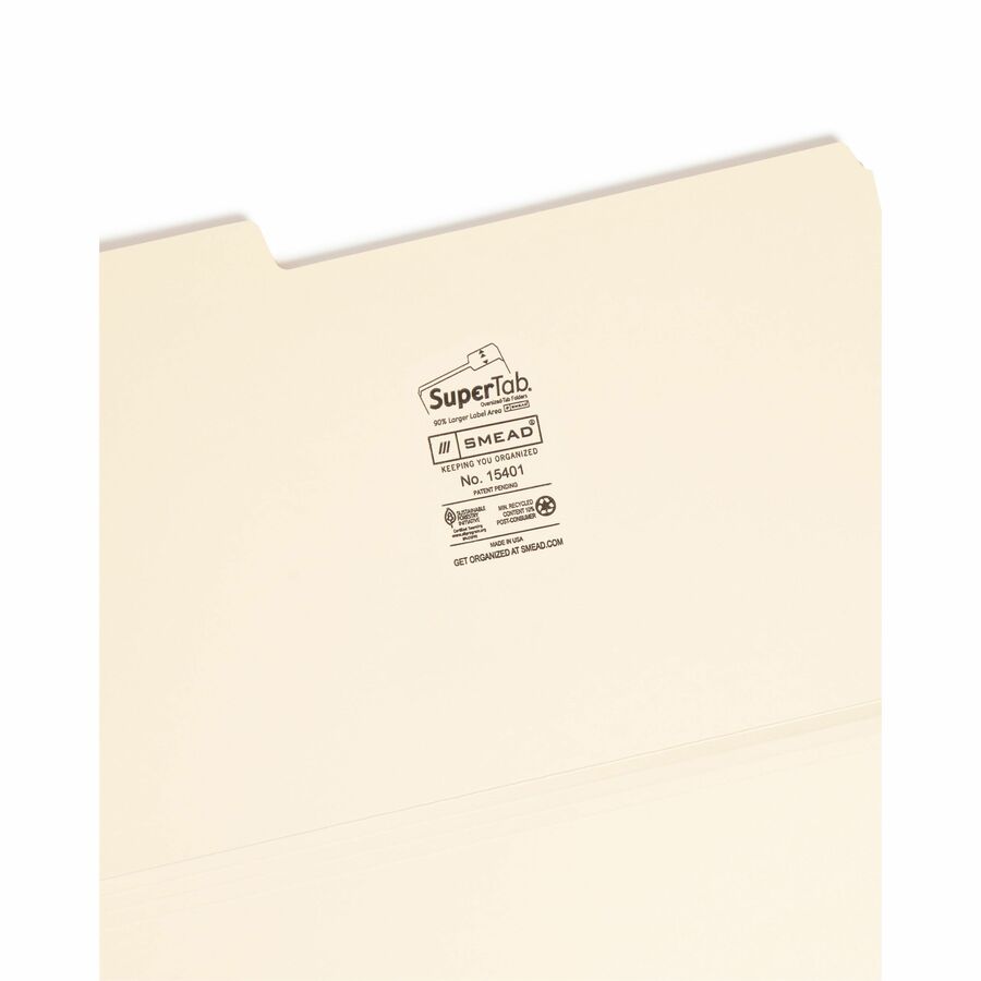 Smead SuperTab 1/3 Tab Cut Legal Recycled Top Tab File Folder