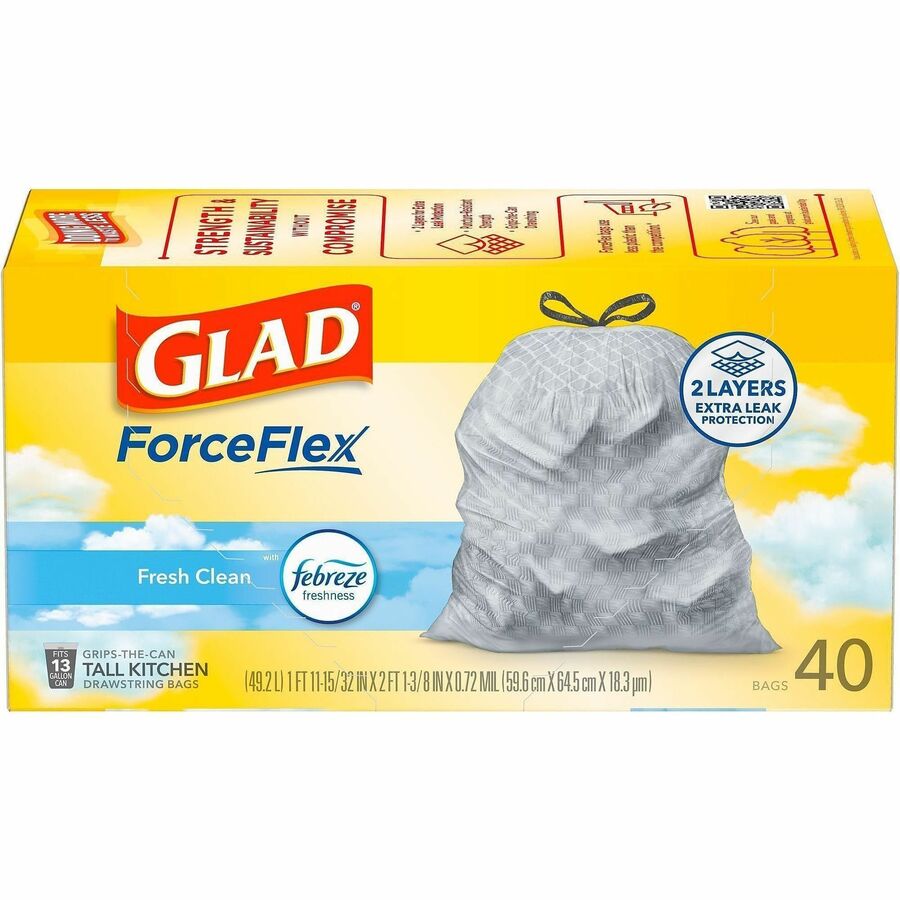 Glad ForceFlex Tall Kitchen Drawstring Trash Bags