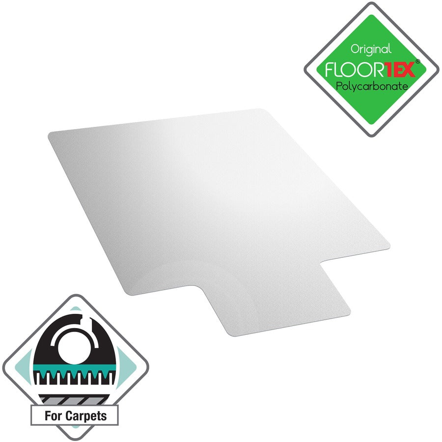 Floortex Polycarbonate Lipped Chair Mat for Carpets over 1/2" - 48" x 53"