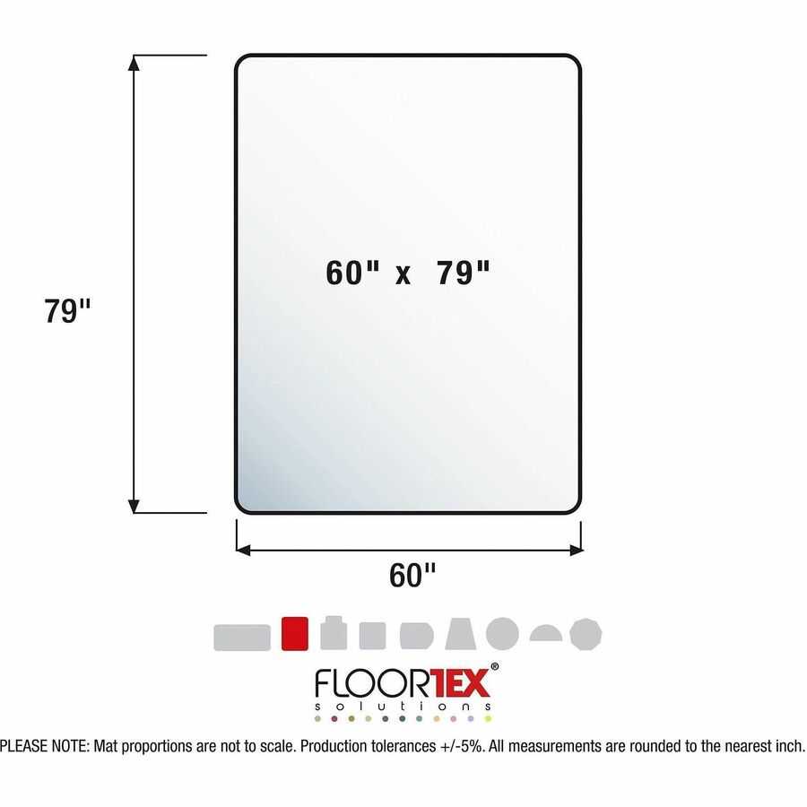 Floortex XXL Polycarbonate Rectangular Chair Mat for Hard Floors - 60" x 79"