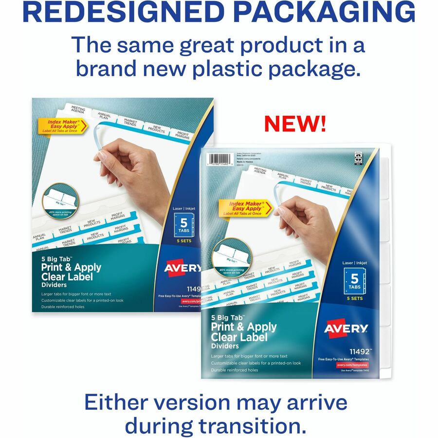 Avery® Big Tab Clear Label Index Maker Dividers