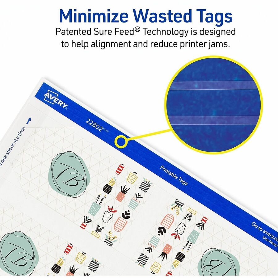 Avery® Printable Tags with String, 2" x 3.5" , 96 White Tags (22802)