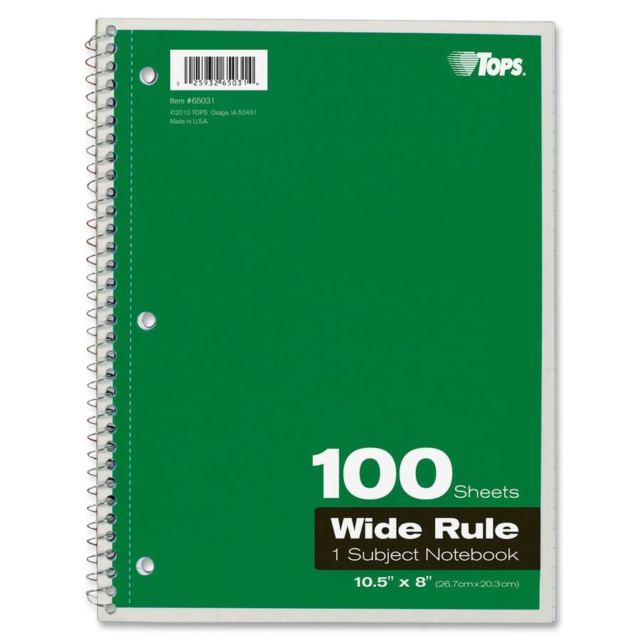TOPS Wide Rule 1-subject Spiral Notebook