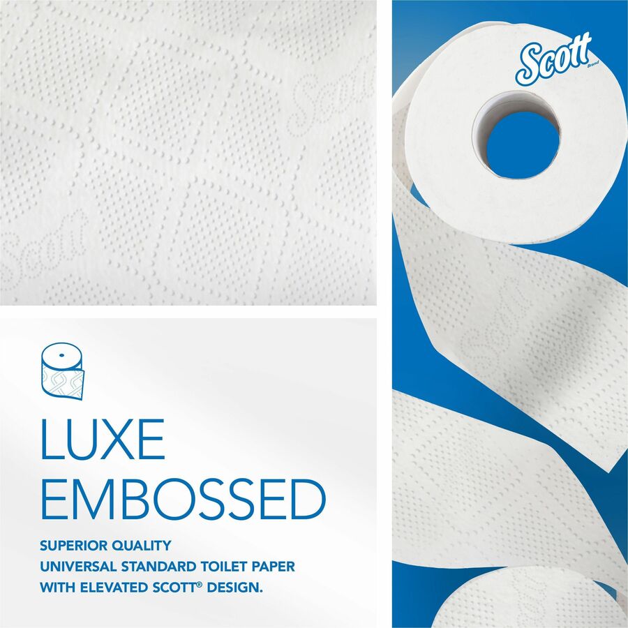 Scott Professional 100% Recycled Fiber Standard Roll Toilet Paper with Elevated Design