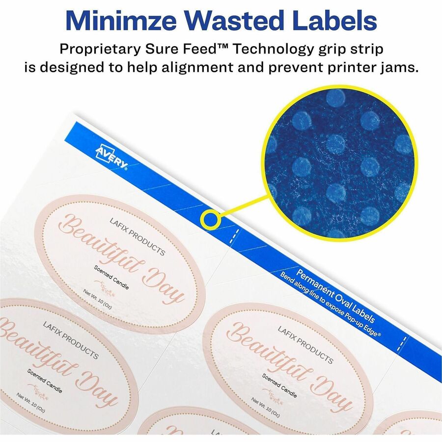 Avery® Oval Labels, 2" x 3-1/3" , Glossy White, 80ct (22820)