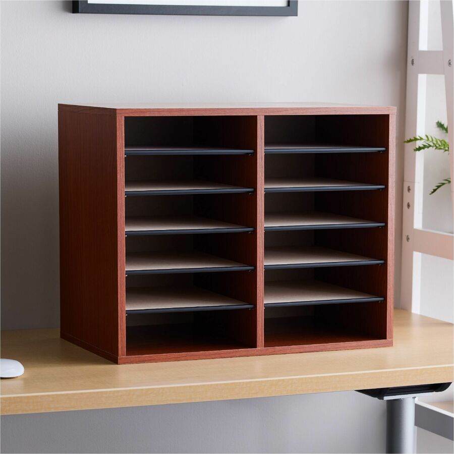 Safco Adjustable 12-Slot Wood Literature Organizer