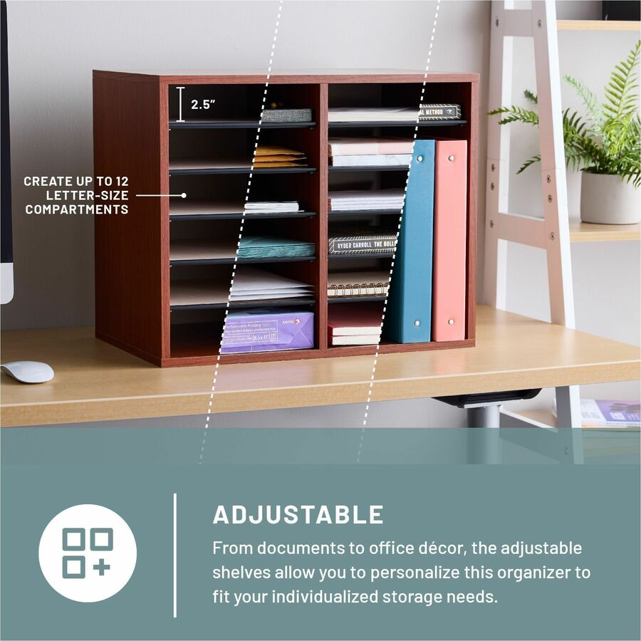 Safco Adjustable 12-Slot Wood Literature Organizer