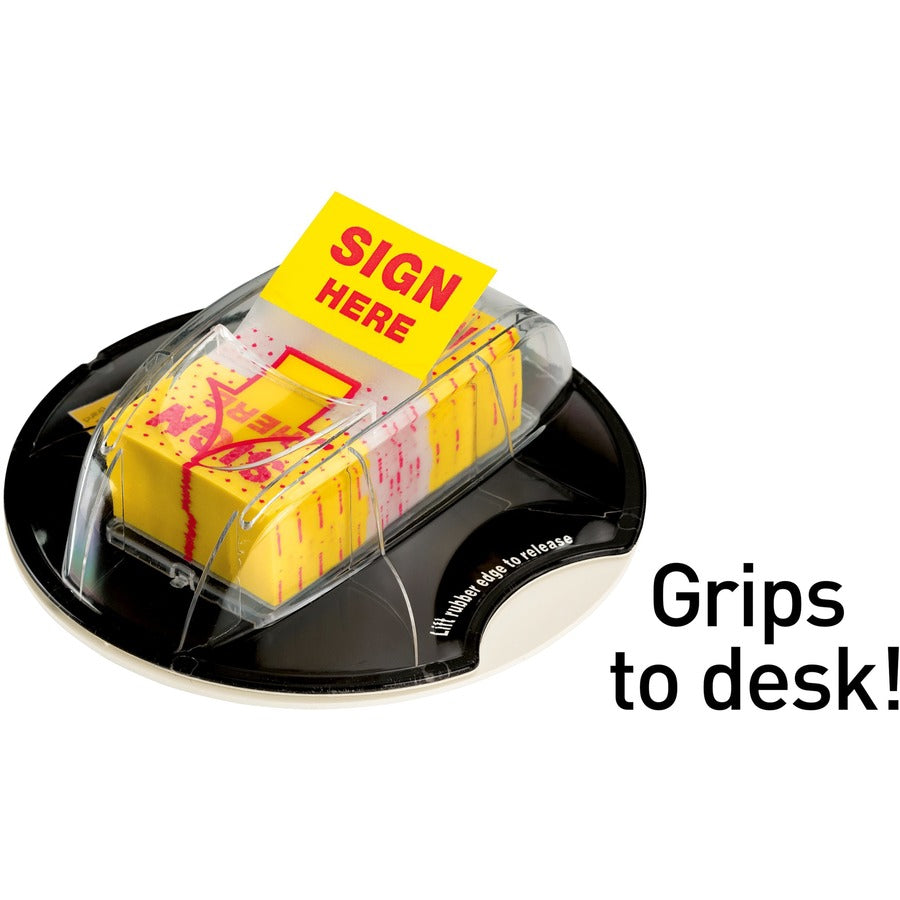 Post-it® Sign Here Flags in Desk Grip Dispenser