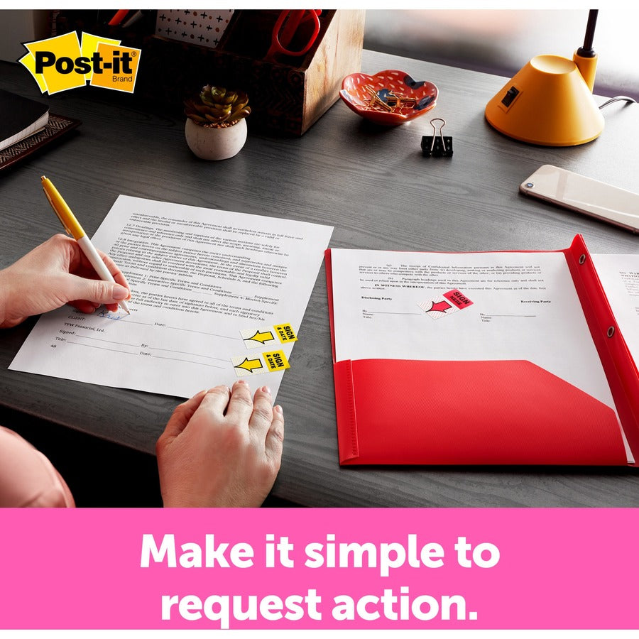 Post-it® Sign Here Flags in Desk Grip Dispenser