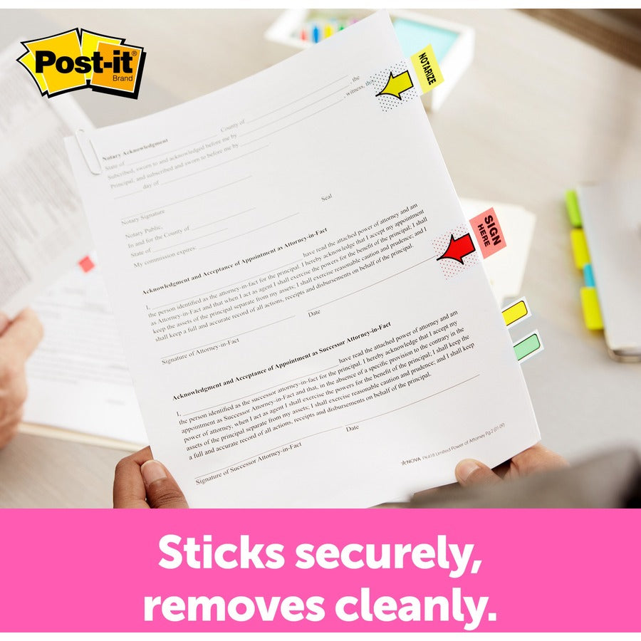 Post-it® Sign Here Flags in Desk Grip Dispenser