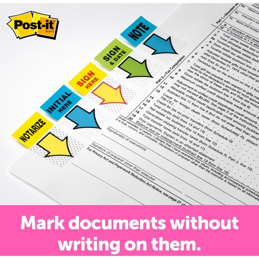 Post-it® Sign Here Flags in Desk Grip Dispenser