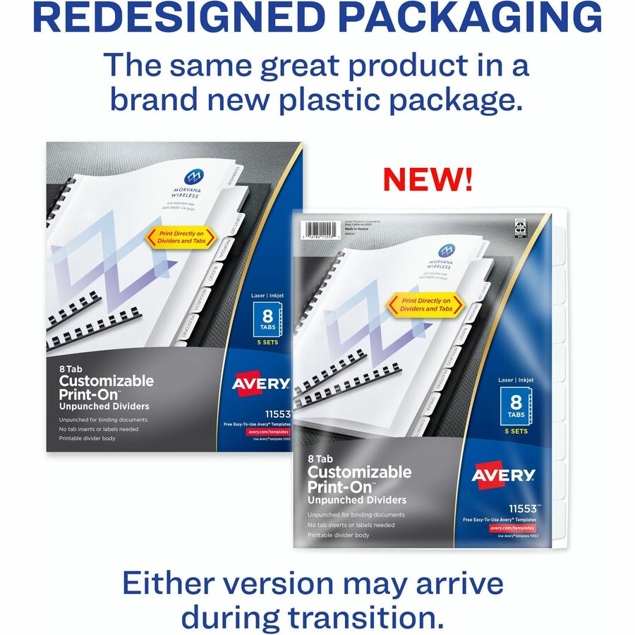 Avery® Unpunched Print-On Dividers