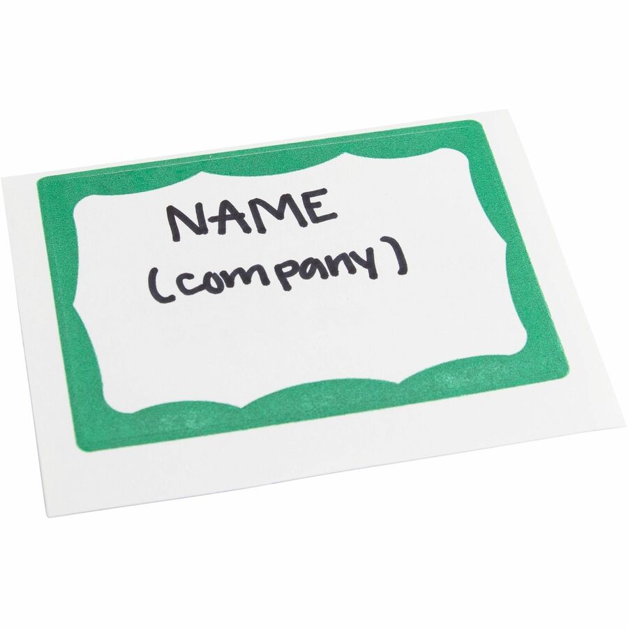 SICURIX Green Border Adhesive Badges 2 Per Sheet 100 Pack White
