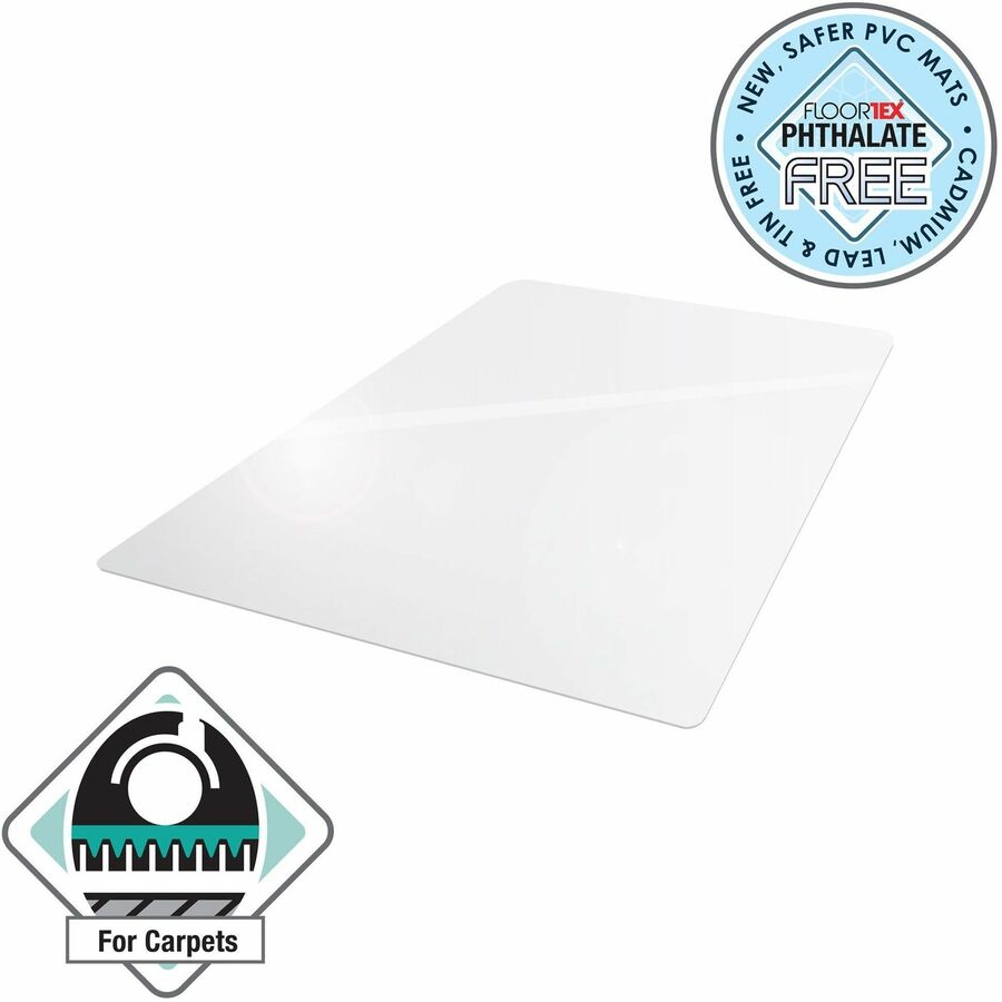 Floortex Phthalate-Free Vinyl Rectangular Chair Mat for Carpets up to 1/4" - 36" x 48"