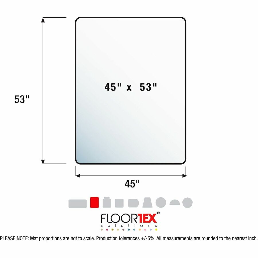 Floortex Phthalate-Free Vinyl Rectangular Chair Mat for Carpets up to 1/4" - 45" x 53"