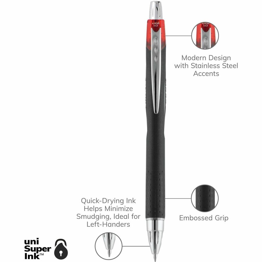 uniball™ Jetstream RT Retractable Ballpoint Pen, Medium Point (1.0mm), Red, 12 Pack
