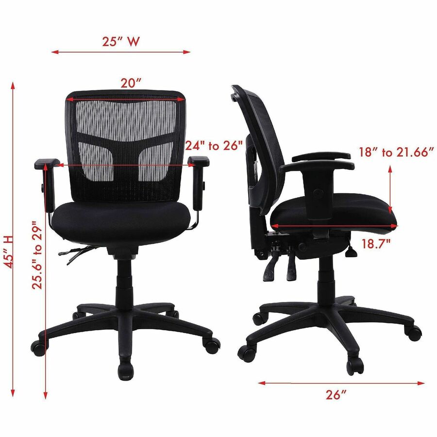 Lorell Ergomesh Swivel Mesh Mid-back Office Chair