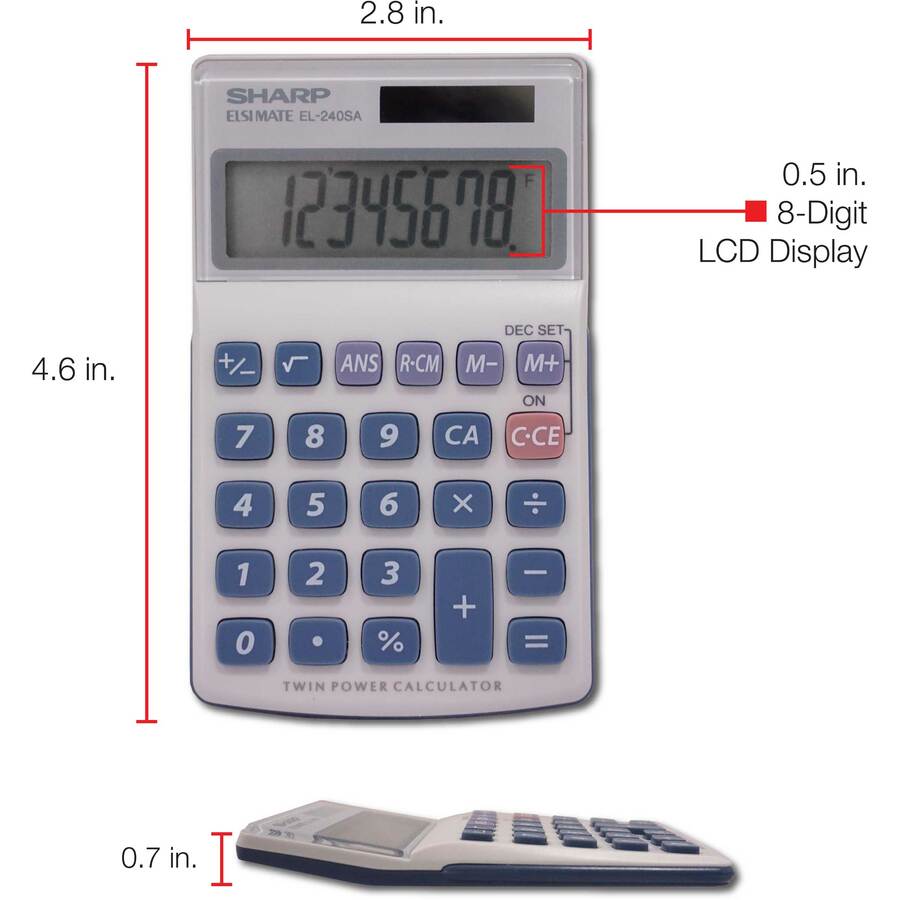SHARP® EL-240SAB 8-Digit Handheld Calculator