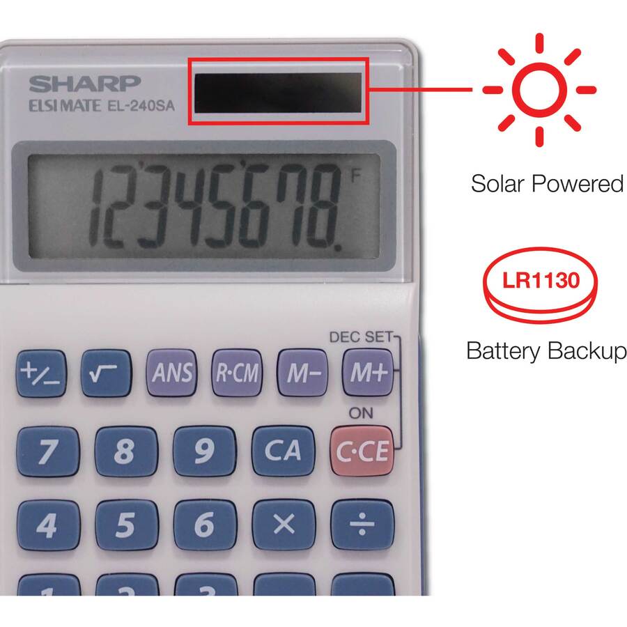 SHARP® EL-240SAB 8-Digit Handheld Calculator