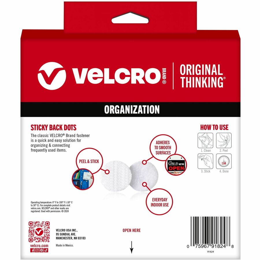 VELCRO® Sticky Back 3/4in Circles White 200 ct