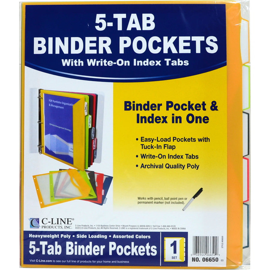 C-Line Write-on Tab Poly Binder Pockets