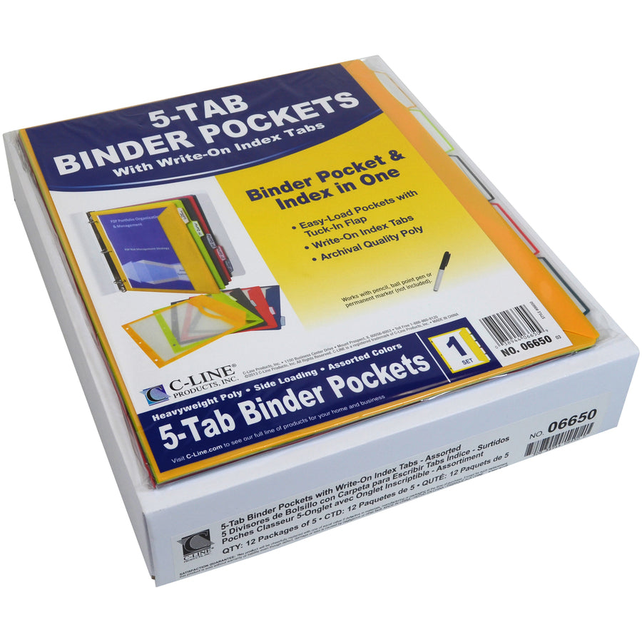 C-Line Write-on Tab Poly Binder Pockets